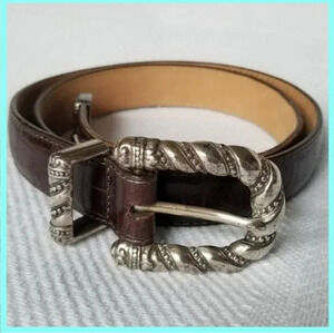 Brighton Women's Brown Animal Print Leather Belt Size 28 Classic Basic Capsule